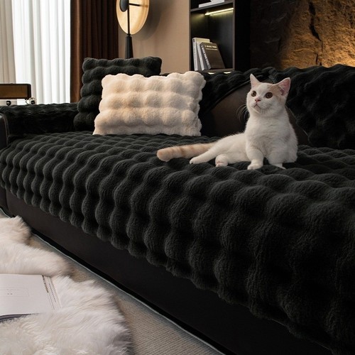 Thick faux fur sofa cover - fur, non