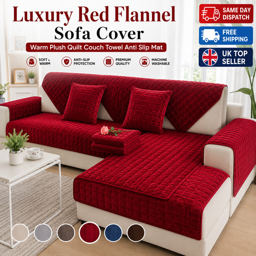 Luxury red flannel sofa cover - sofa,